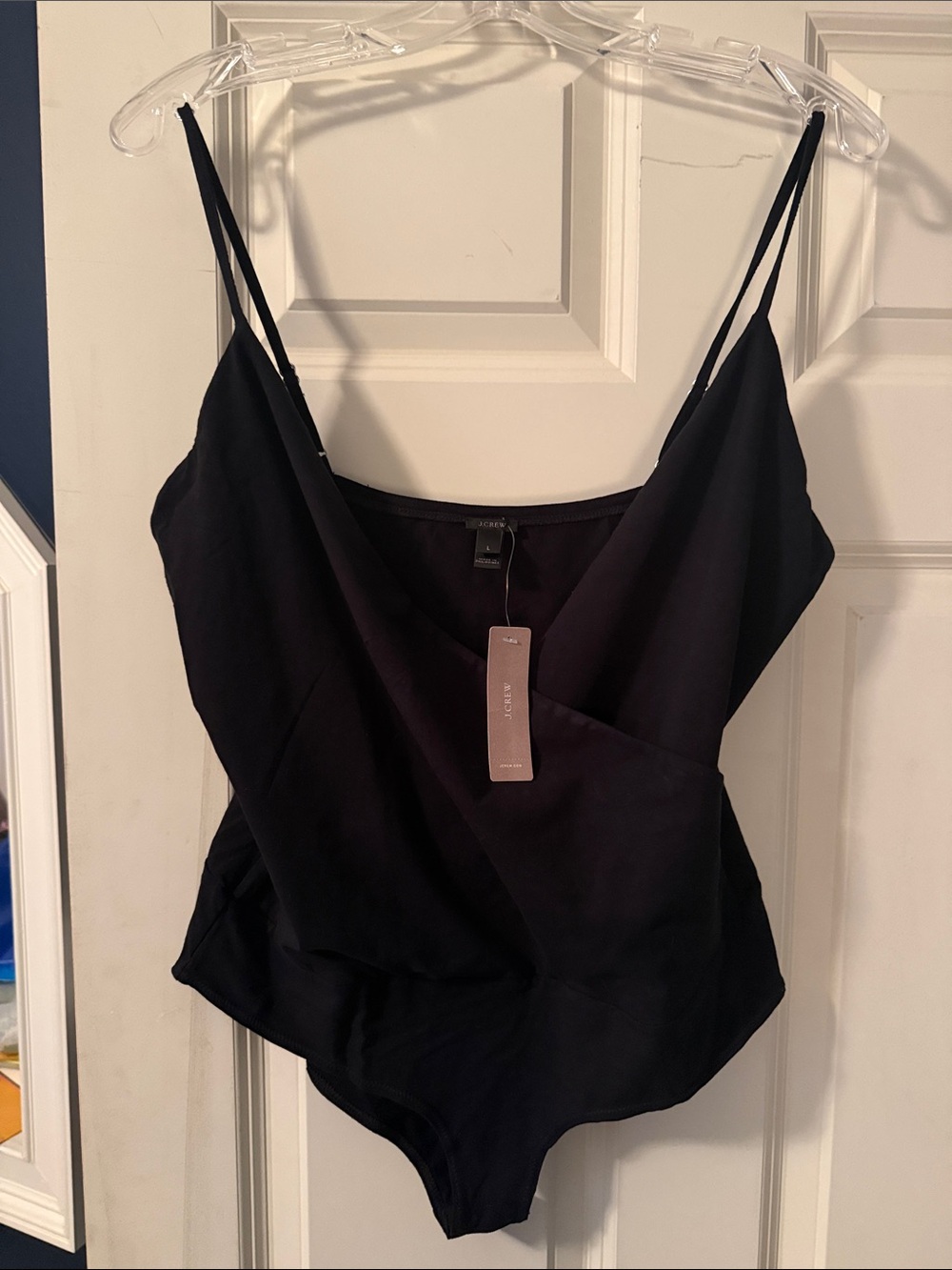 J. Crew Black Draped Wrap-Front Camisole Bodysuit
